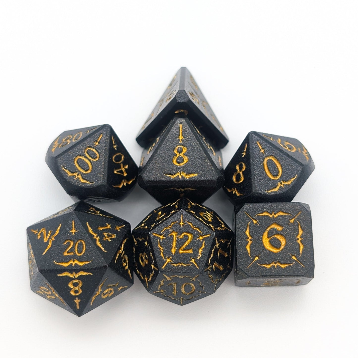Arcana Obscura | Arcana Black and Gold Metal Dice Set