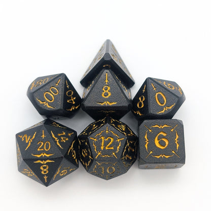 Arcana Obscura | Arcana Black and Gold Metal Dice Set