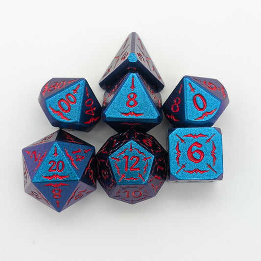 Starfire Invocation | Blue & Red Metal Arcana Dice Set