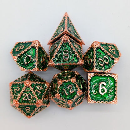 Dragon Green and Copper Metal Core Dice Set