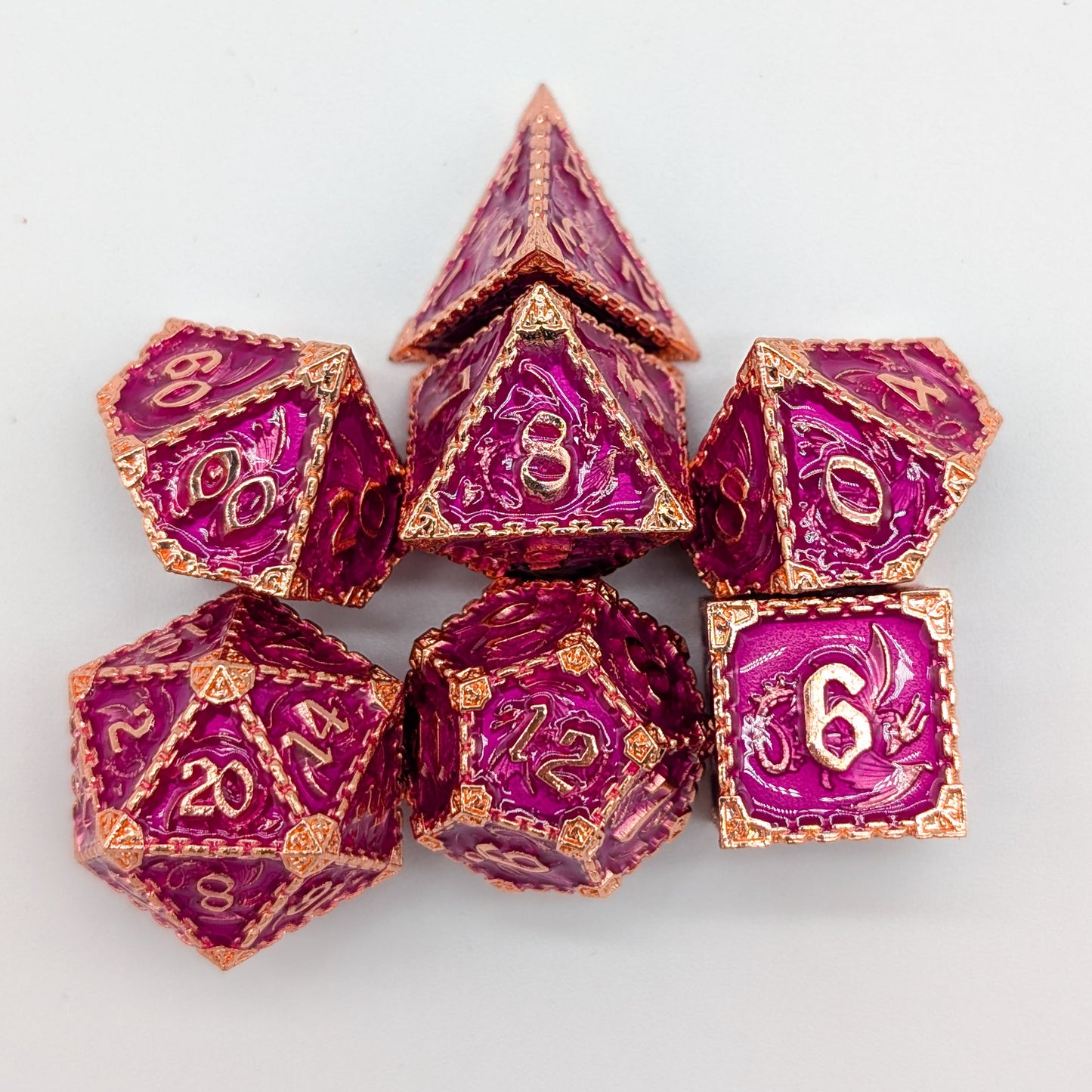 Dragon Purple and Copper Metal Core Dice Set