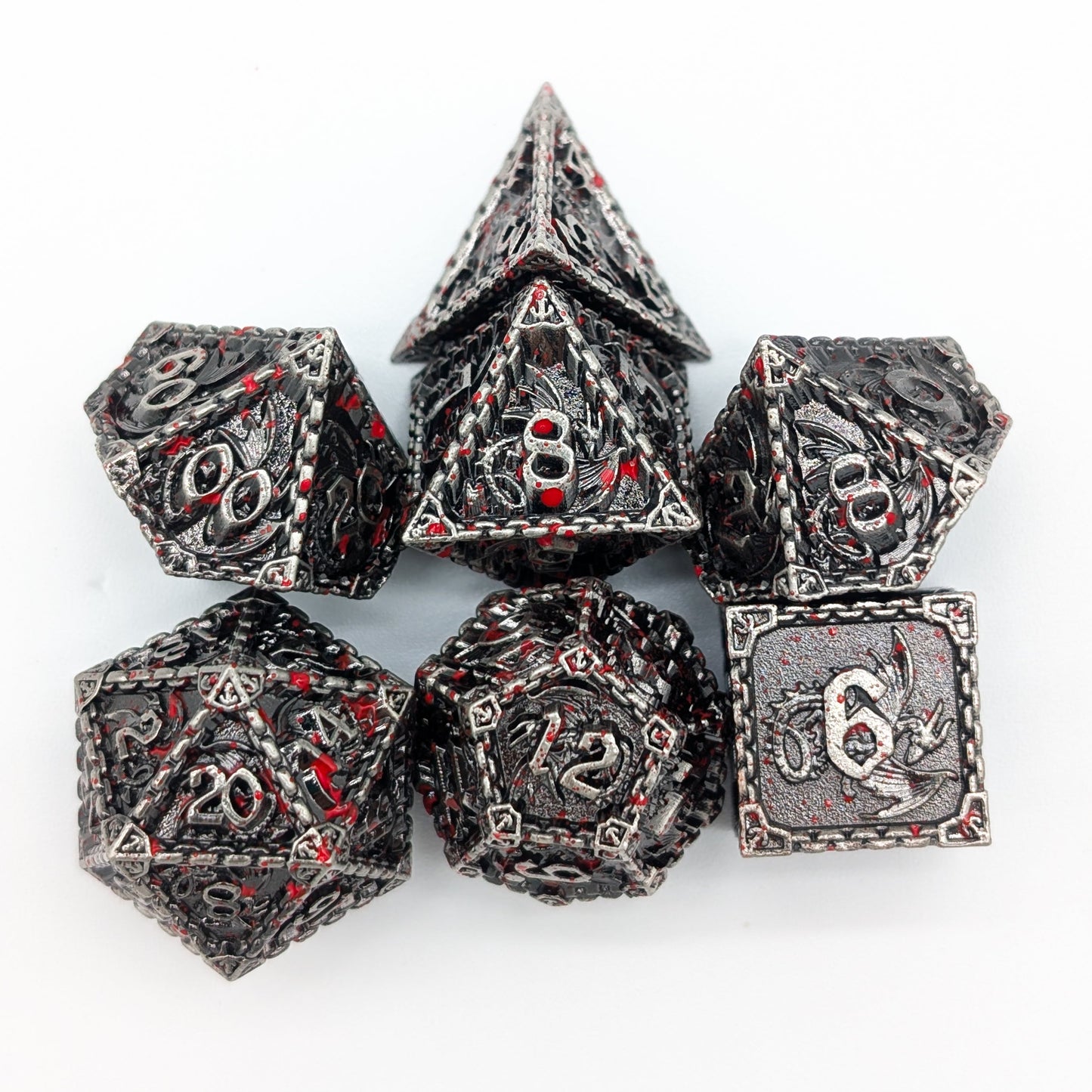 Dragon Splatter Metal Core Dice Set