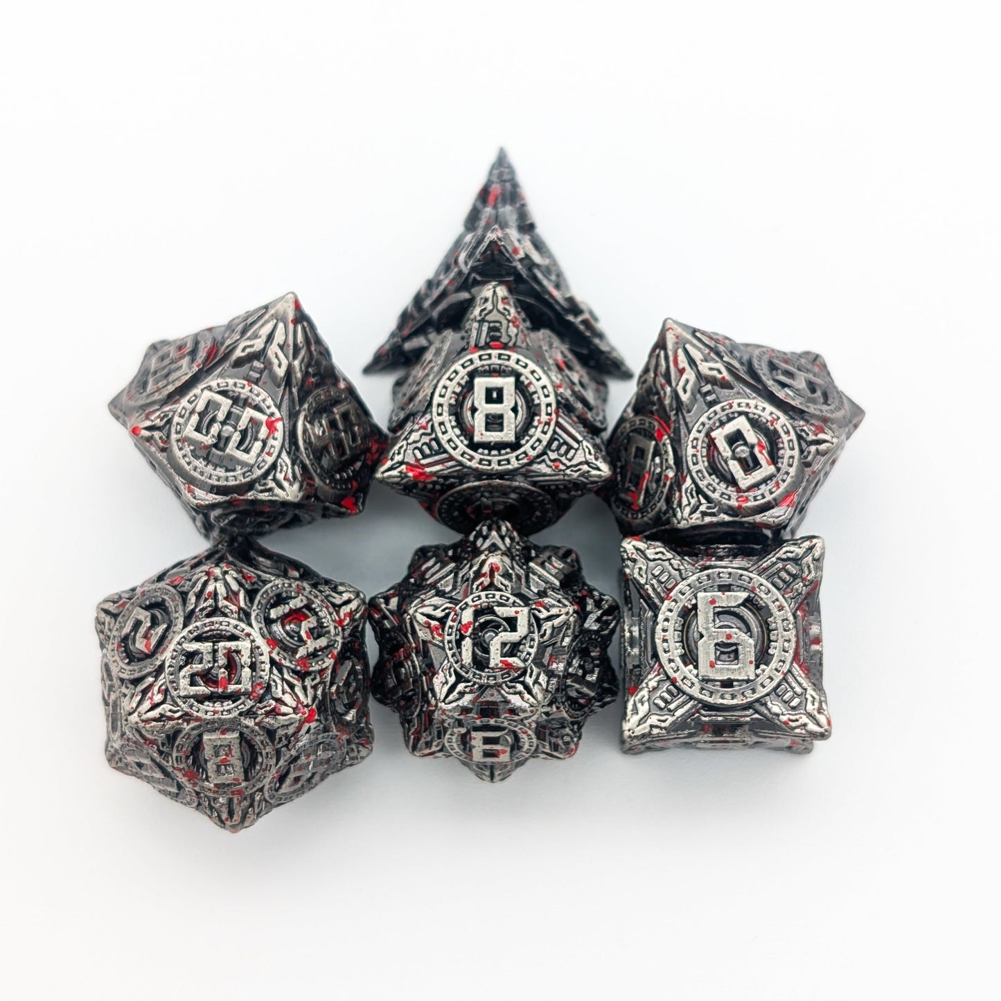 Engine Splatter Metal Core Dice Set