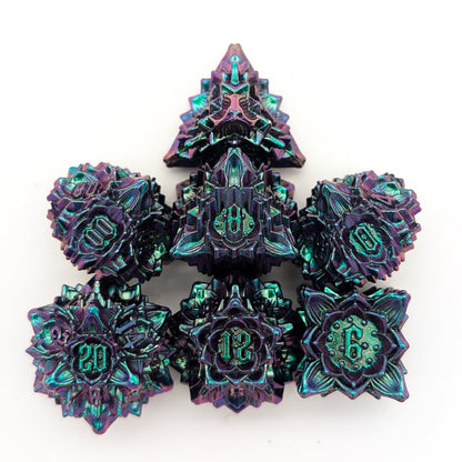 Flower Petrol Metal Core Dice Set