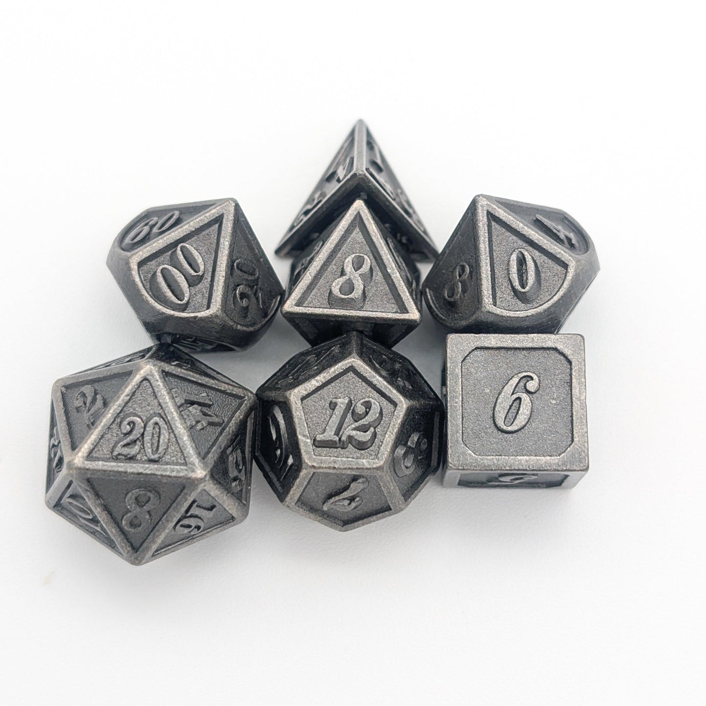 Full Silver Metal Dice Set