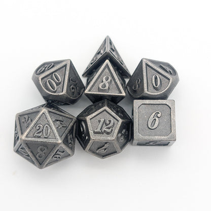 Full Silver Metal Dice Set