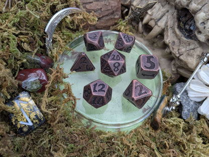 Large Number Copper Metal Core Dice Set