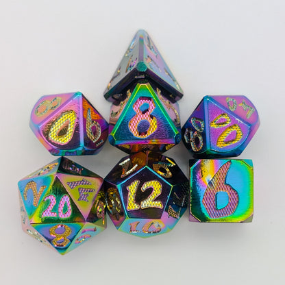 Large Number Rainbow Metal Core Dice Set