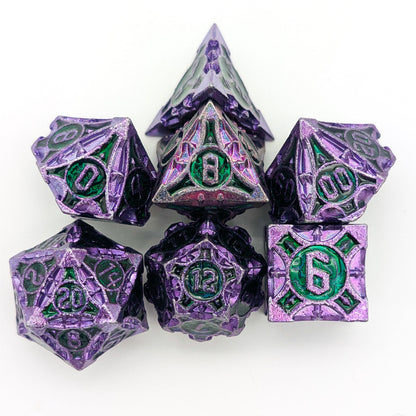 Point Purple and Green Metal Core Dice Set