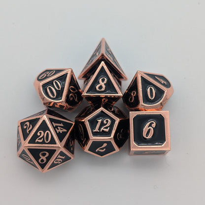 Simple Black and Copper Metal Core Dice Set