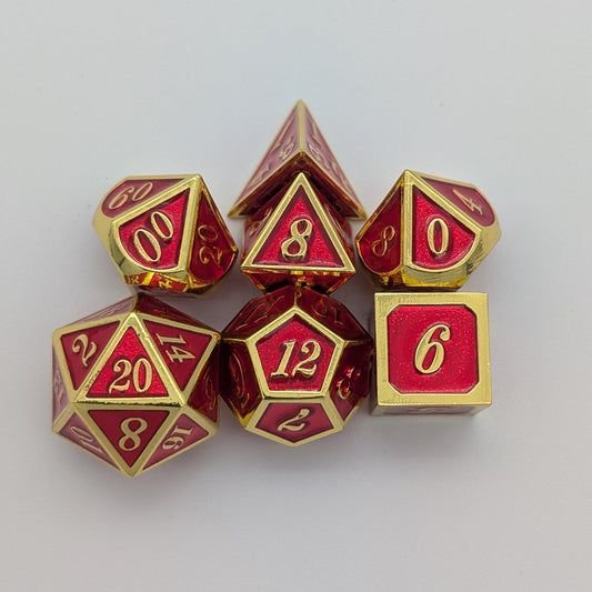 Red and Gold Metal Dice Set