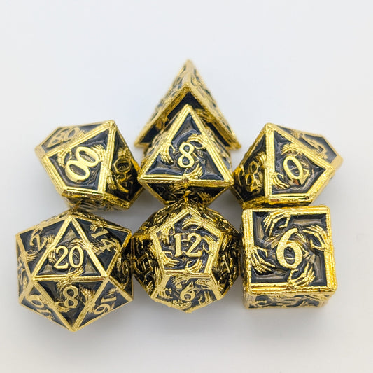 Skeleton Black and Gold Metal Core Dice Set