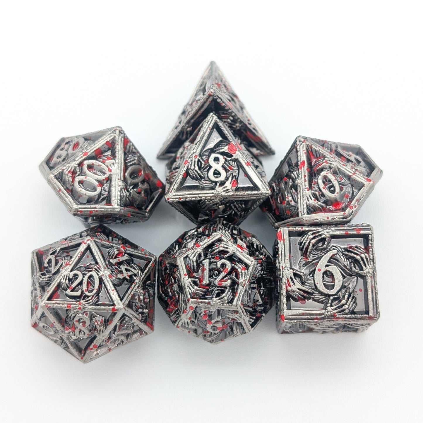 Skeleton Splatter Metal Core Dice Set