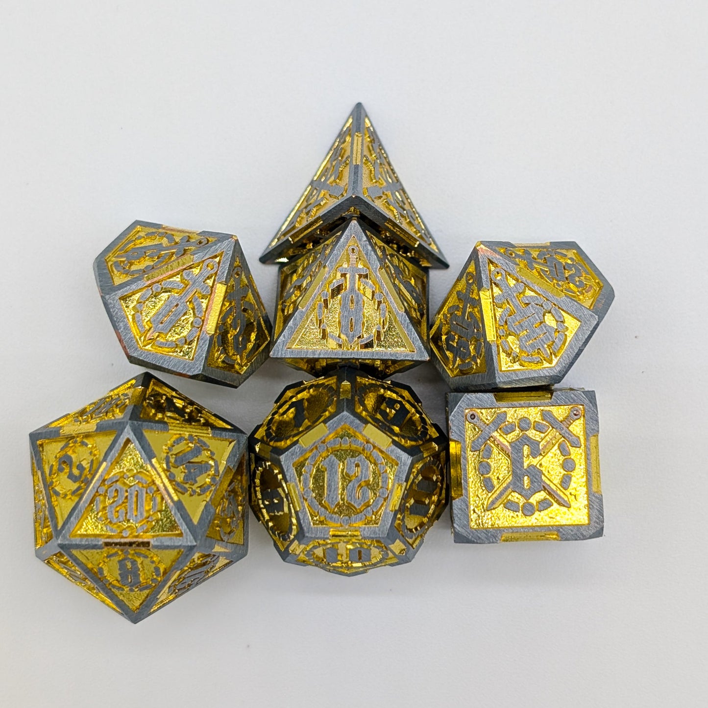 Swords Gold Metal Core Dice Set