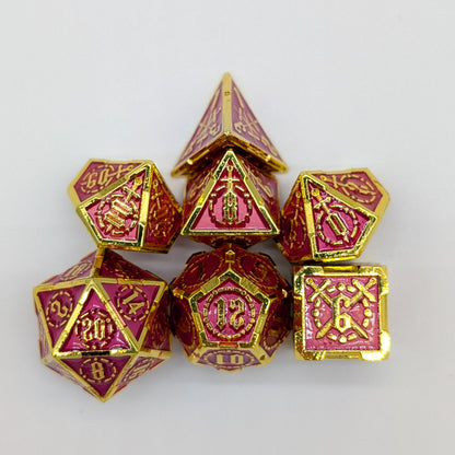 Swords Red and Gold Metal Core Dice Set