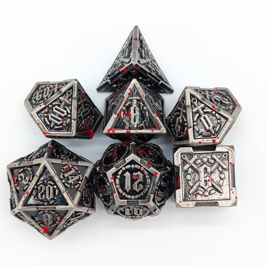 Swords Splatter Metal Core Dice Set