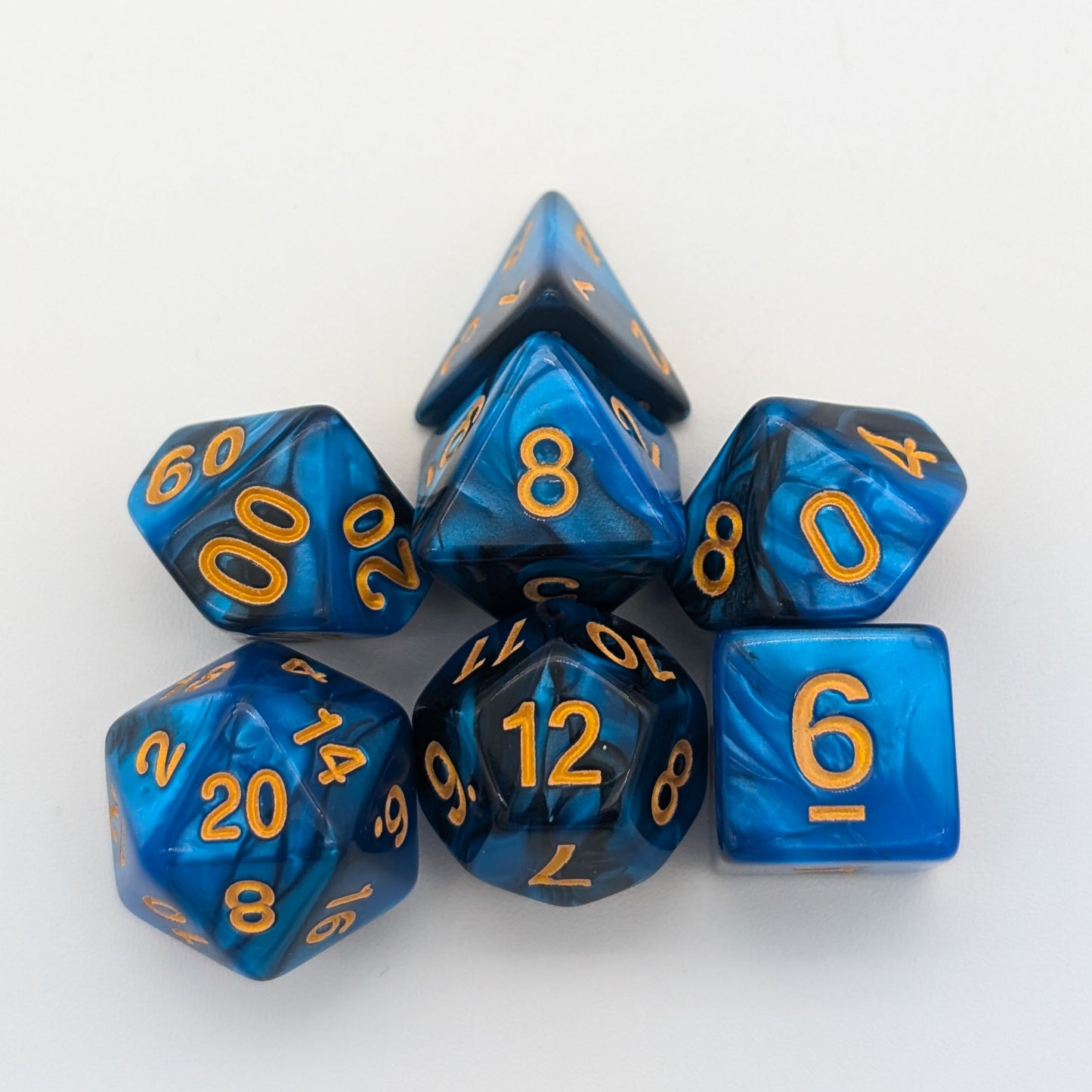 Tie-Dye Black and Blue  Dice Set