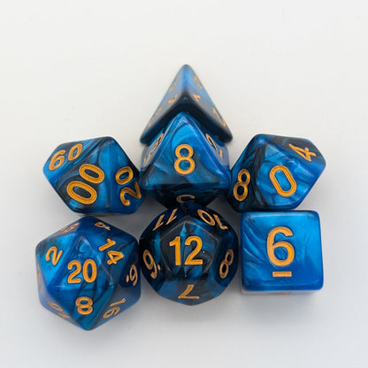 Tie-Dye Black and Blue  Dice Set