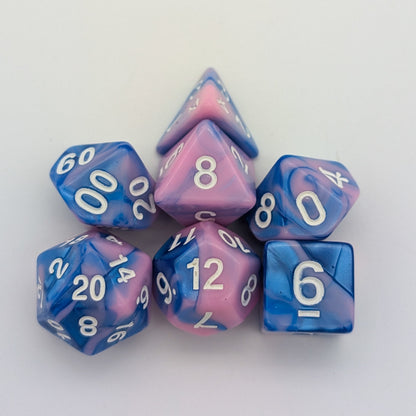 Tie Dye Pink and Blue Dice Set