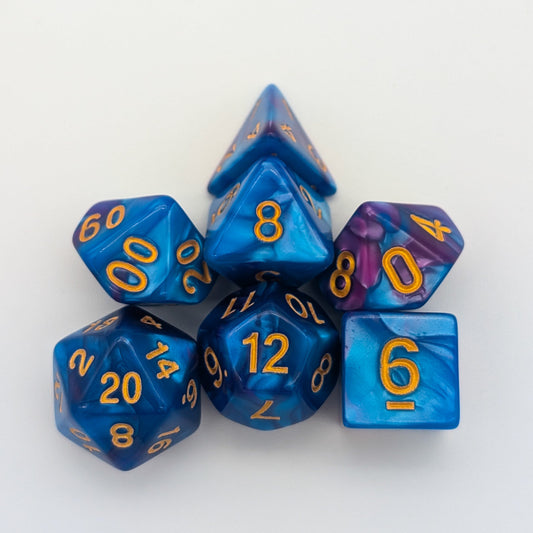 Tie-Dye Purple and Blue Dice Set
