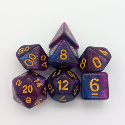Pink and Purple Galaxy Dice Set