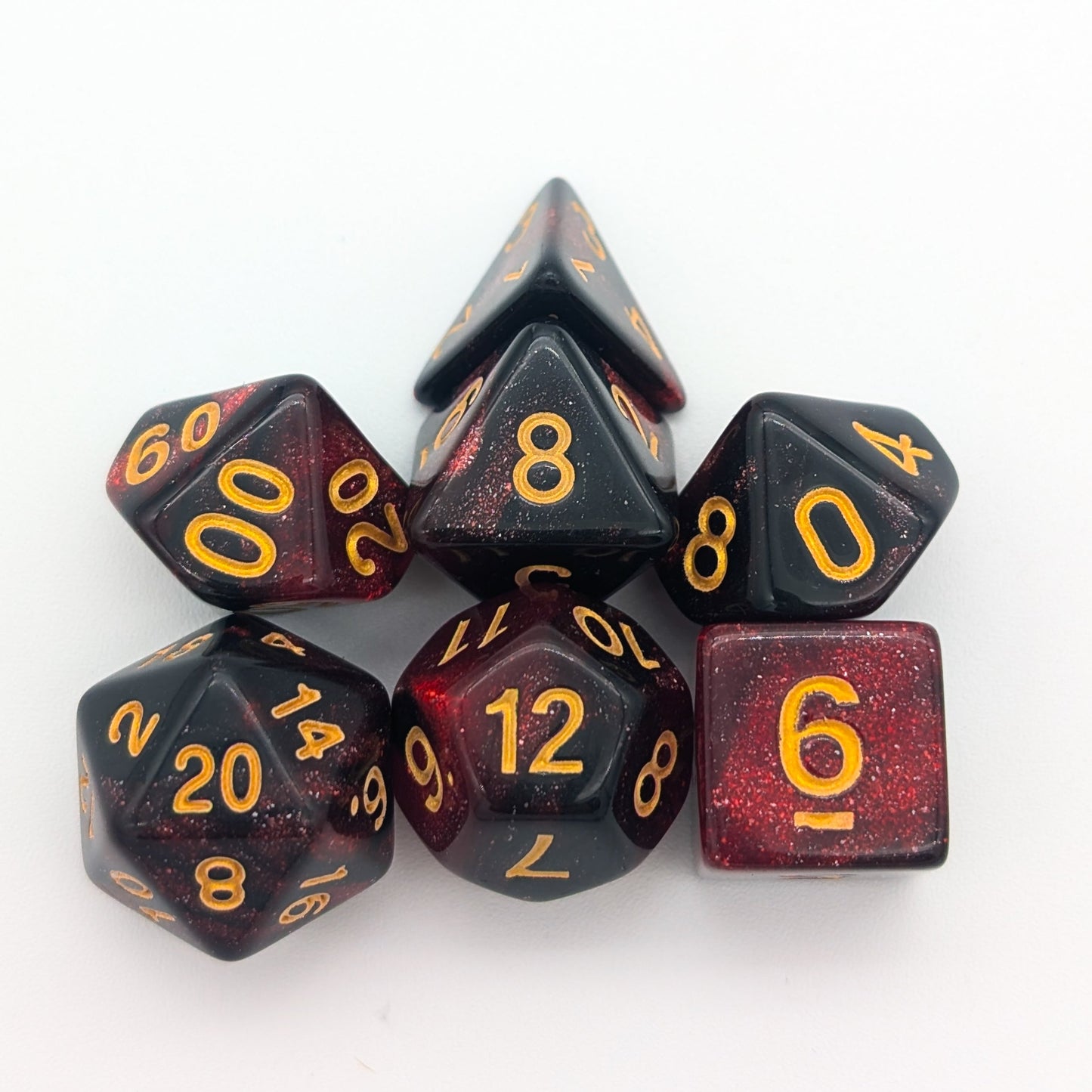 Red and Black Galaxy Dice Set