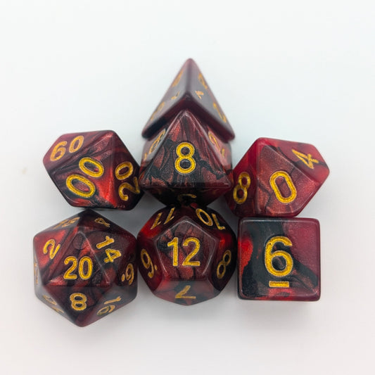 Two Tone Black Red Dice Set