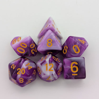 Purple and White Two Tone Dice Set