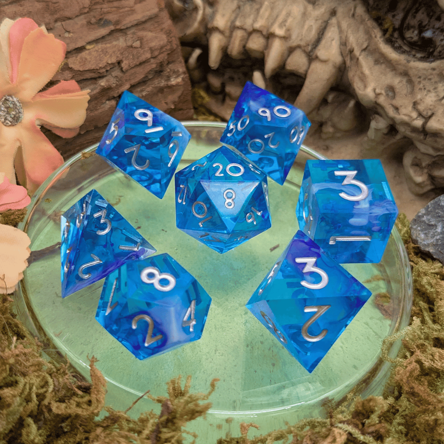 Bright Blue Sharp Dice Set