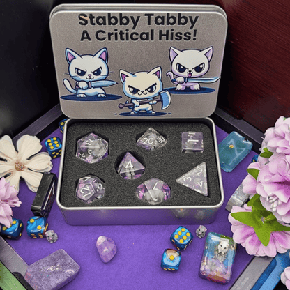 Stabby Tabby - Cat Dice Tin