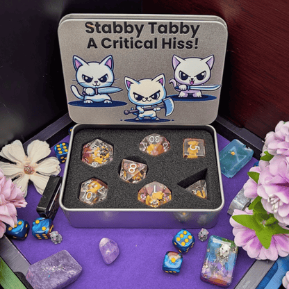 Stabby Tabby - Cat Dice Tin