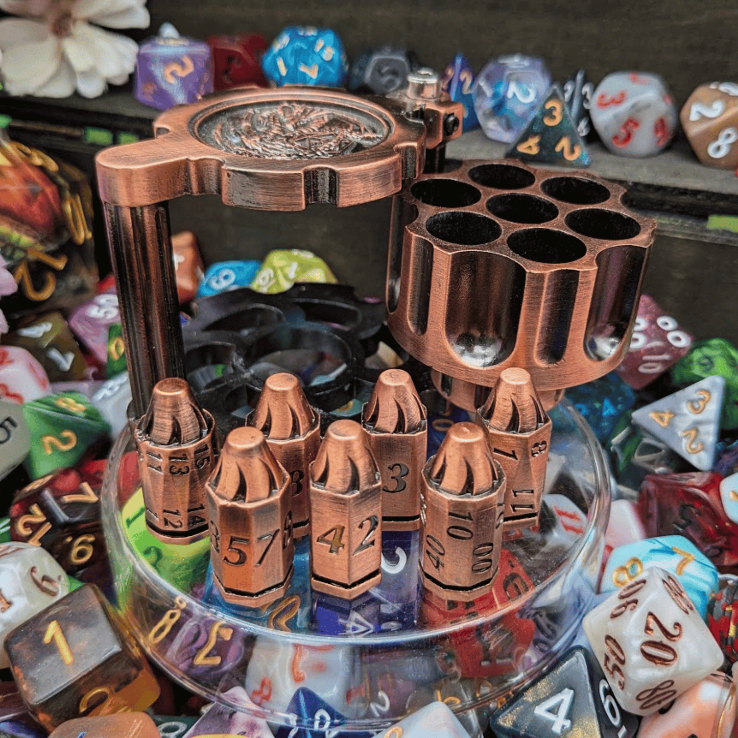 Revolver Dice Holder with Metal bullet dice