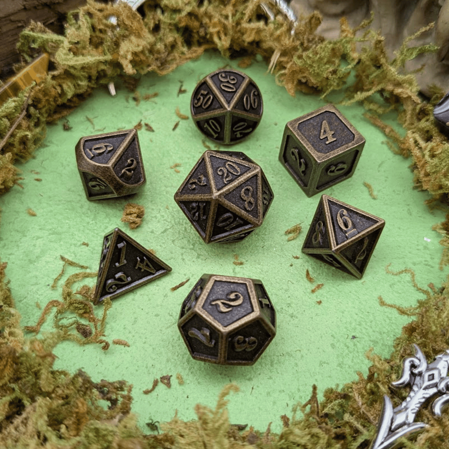 Full Gold Metal Dice Set