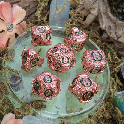 Gears Copper and Green Metal Core Dice Set