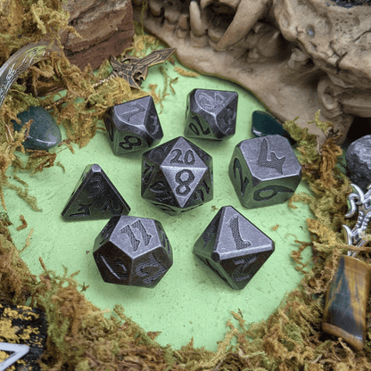 Large Number Silver Metal Core Dice Set