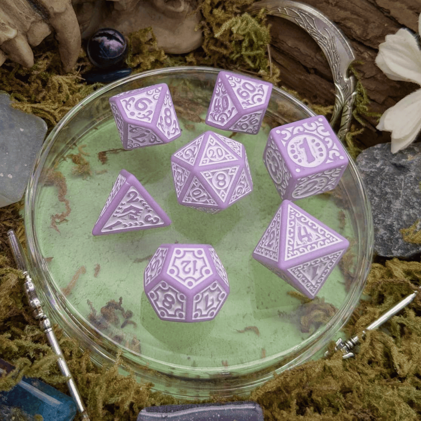 Ornate Lavender Dice Set