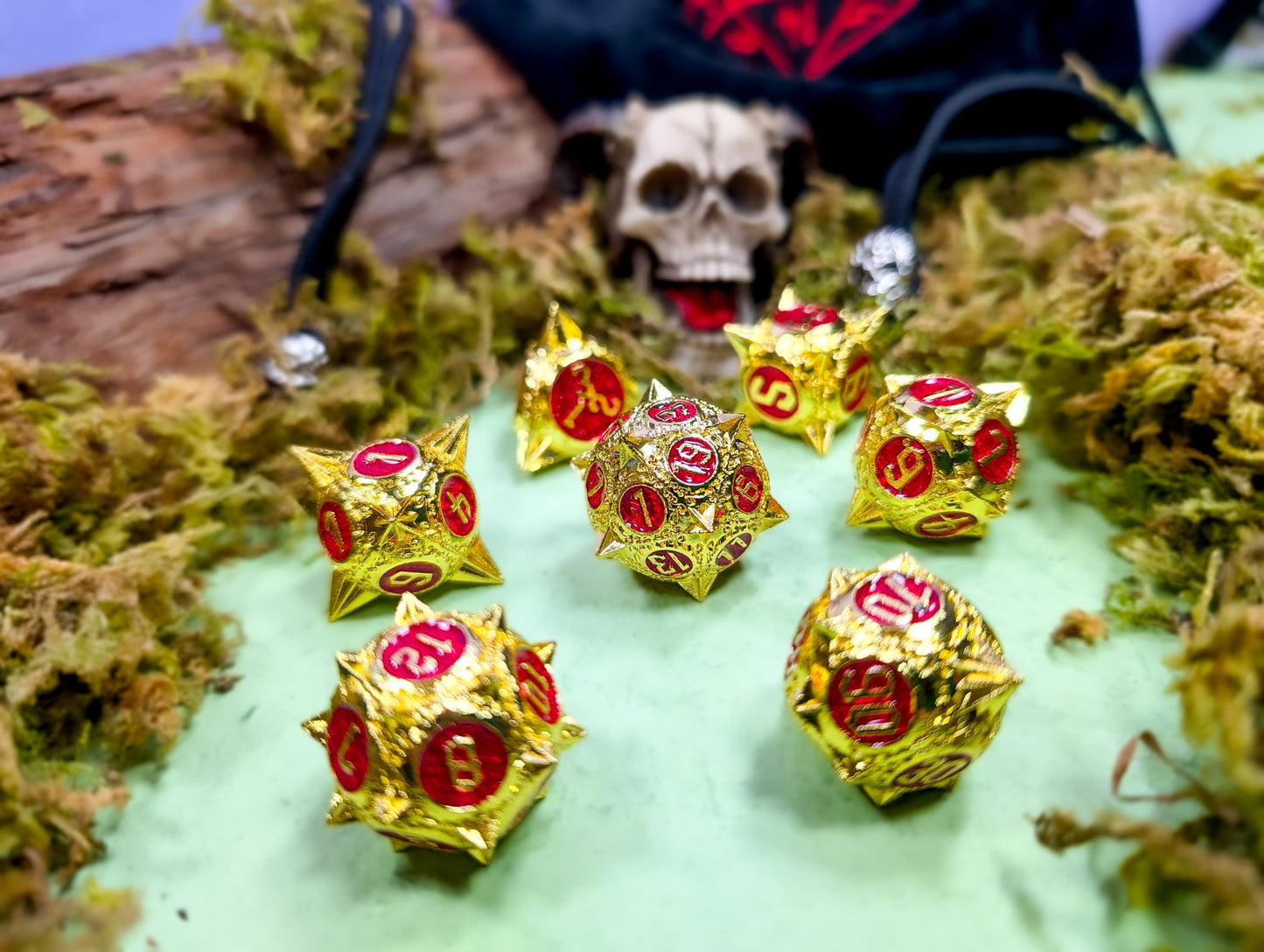 Radiant Reckoning | Caltrop Metal Dice Set