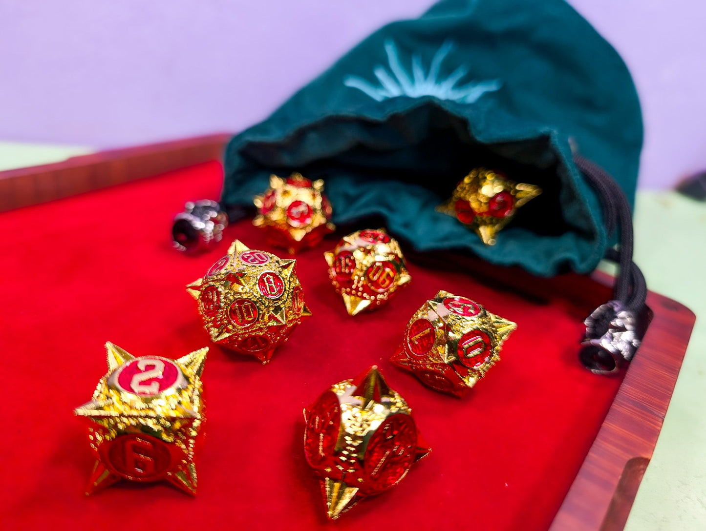 Radiant Reckoning | Caltrop Metal Dice Set