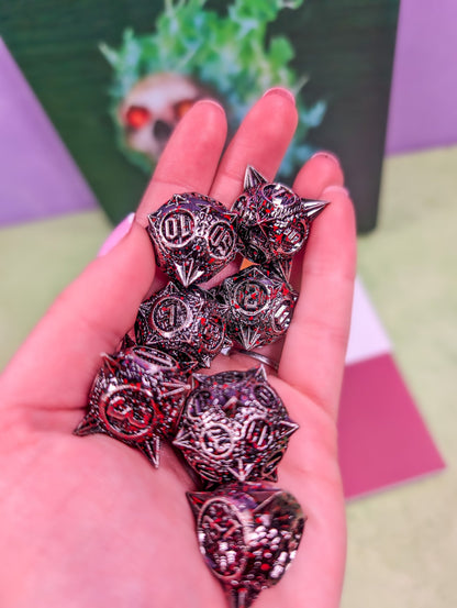 The Executioner’s Throw | Caltrops Splatter Metal Dice