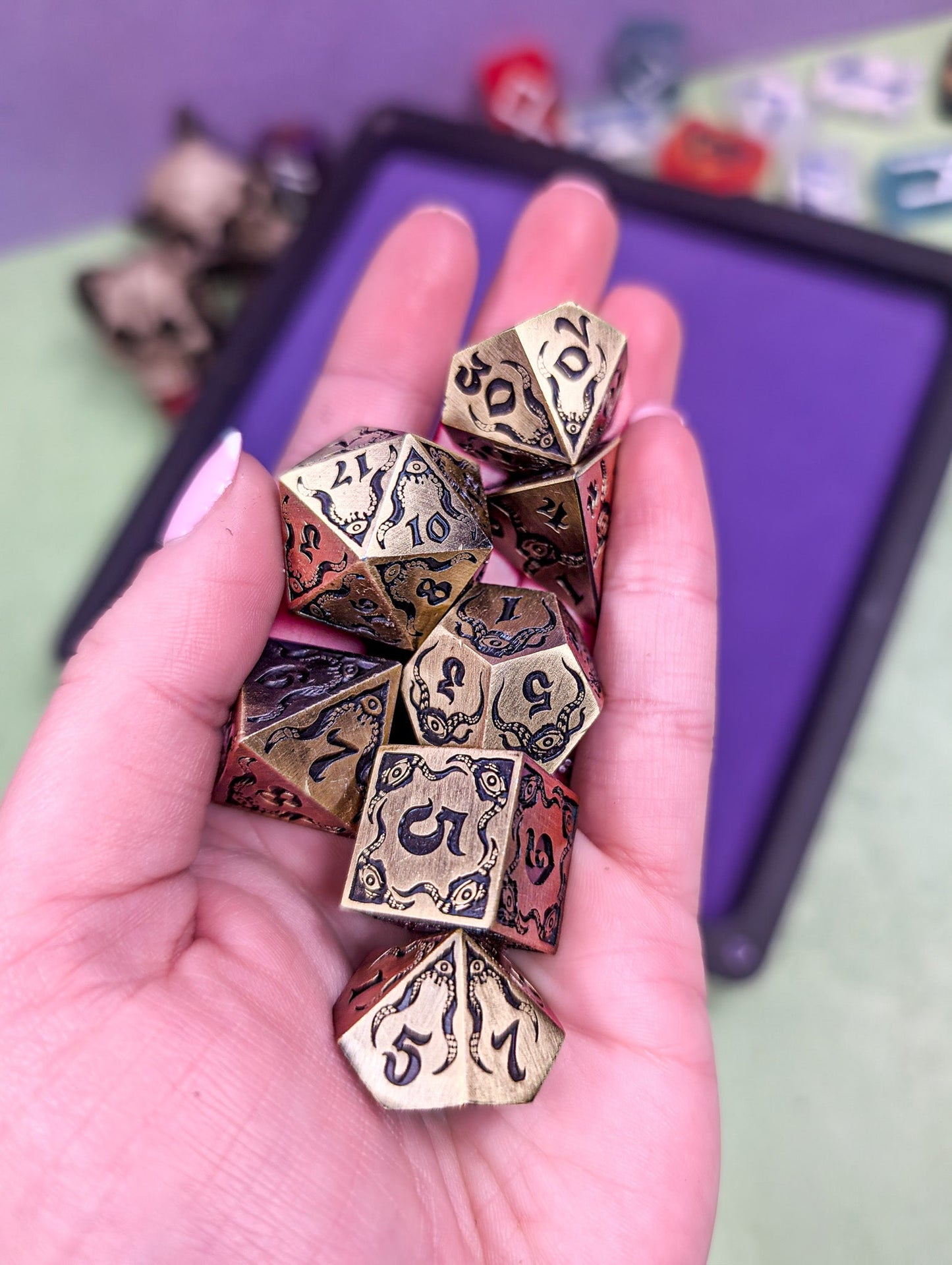 The Abyssal Sovereign | Eldritch Gold Metal Dice Set