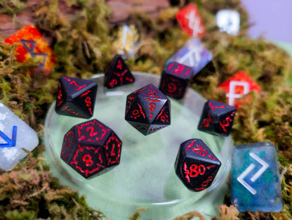 Hellish Rebuke | Black & Red Metal Arcana Dice Set