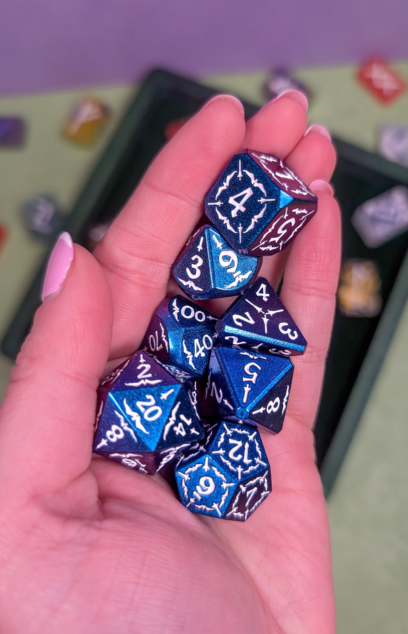 Astral Veil Arcana | Blue & White Metal Arcana Dice Set