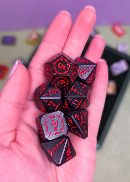 Hellish Rebuke | Black & Red Metal Arcana Dice Set