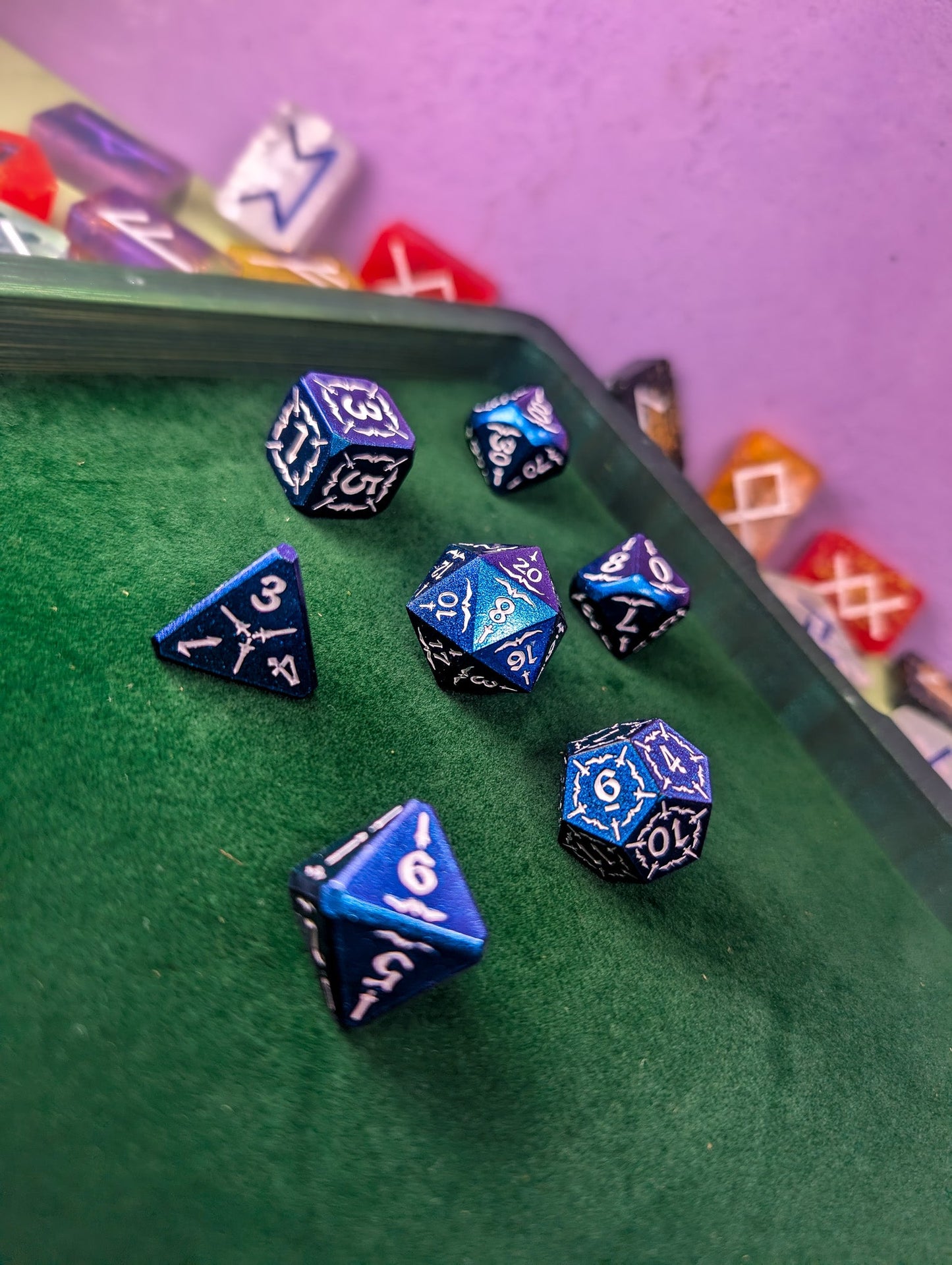 Astral Veil Arcana | Blue & White Metal Arcana Dice Set