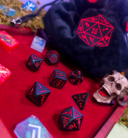 Hellish Rebuke | Black & Red Metal Arcana Dice Set