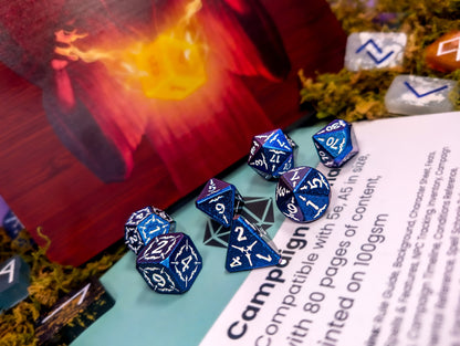 Astral Veil Arcana | Blue & White Metal Arcana Dice Set
