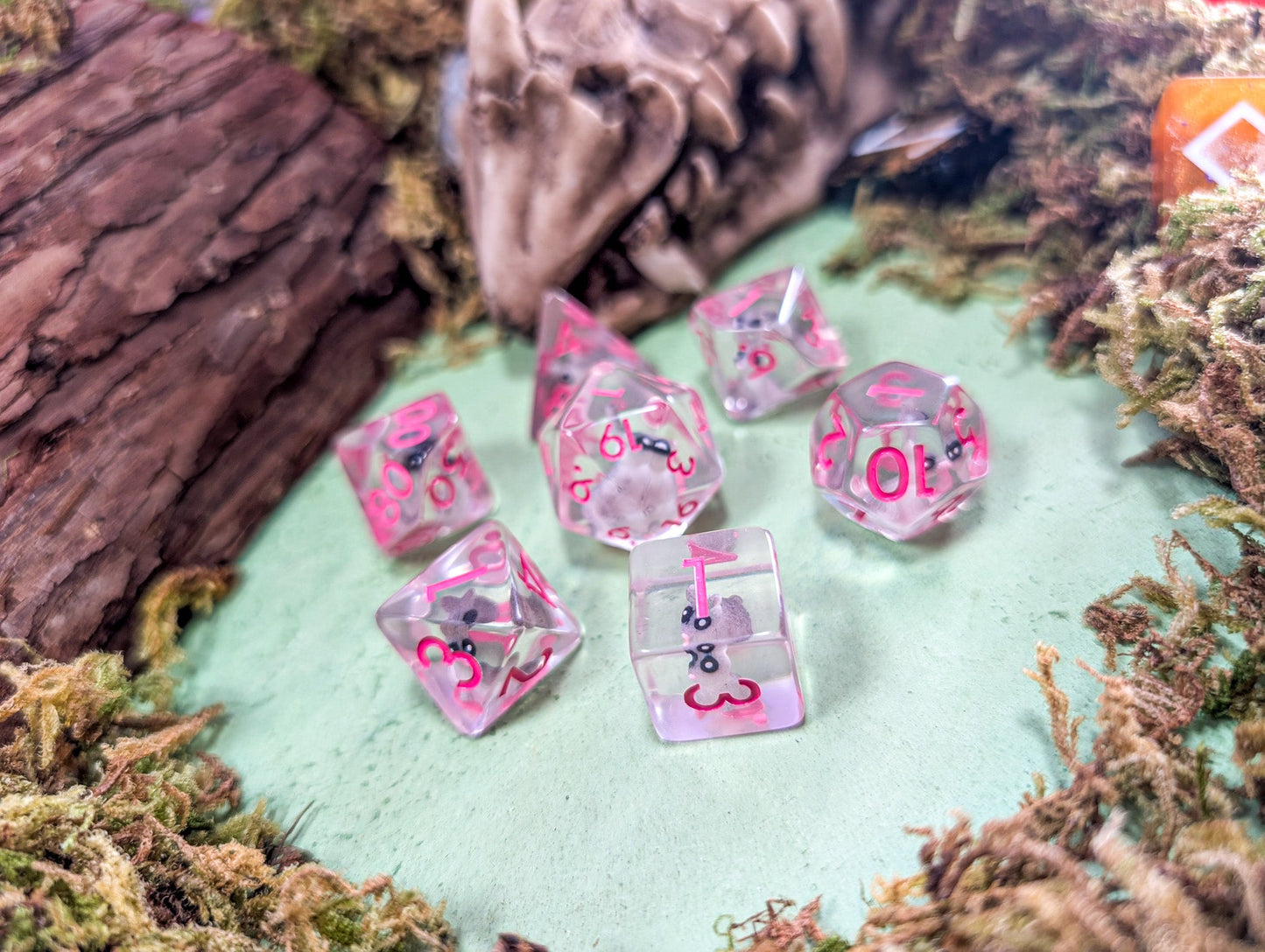 Pink Bunny Inclusion Dice Set
