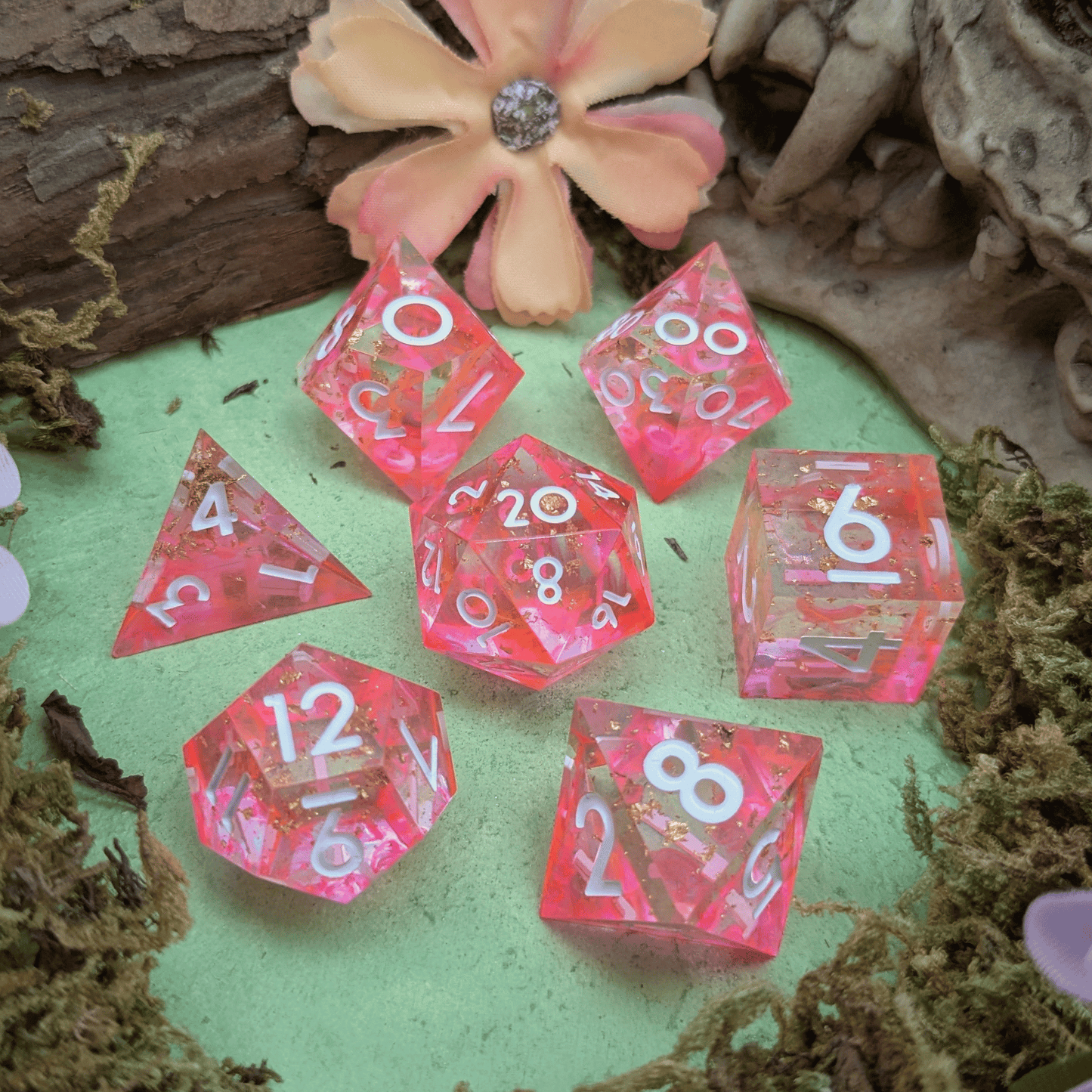 Foil Pink Sharp Dice Set