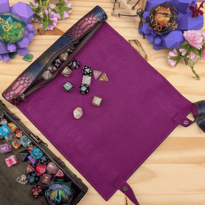 PU Leather Scroll Dice Tray/Bag