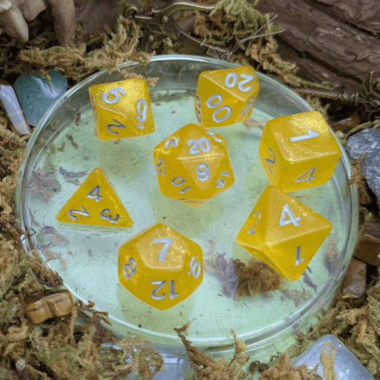 Yellow Shimmer Dice Set